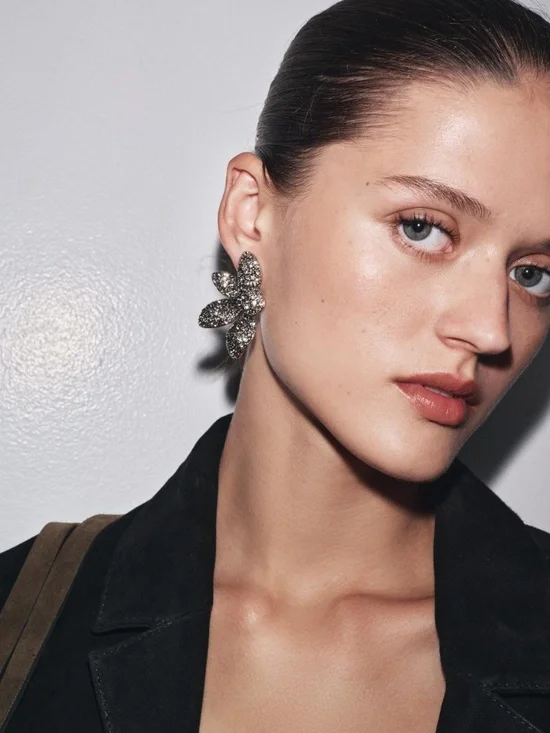 NWT Zara Rhinestones Fan Shaped Earrings - Picture 2 of 8